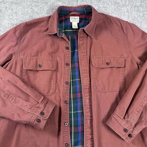 L.L. Bean Flannel Lined Heavy Cotton L Tall Red Barn Chore Coat Traditional Fit